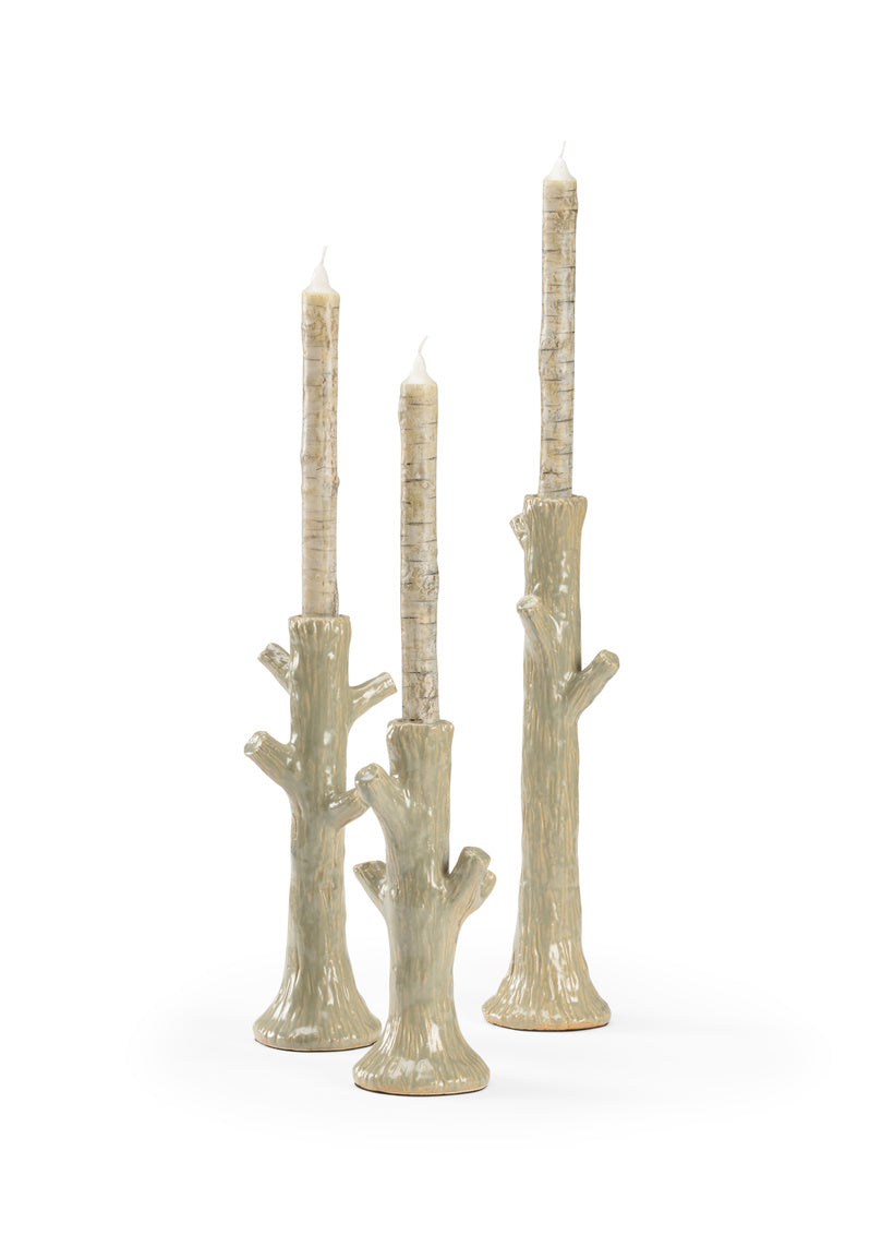 Faux Bois Candlesticks - Green