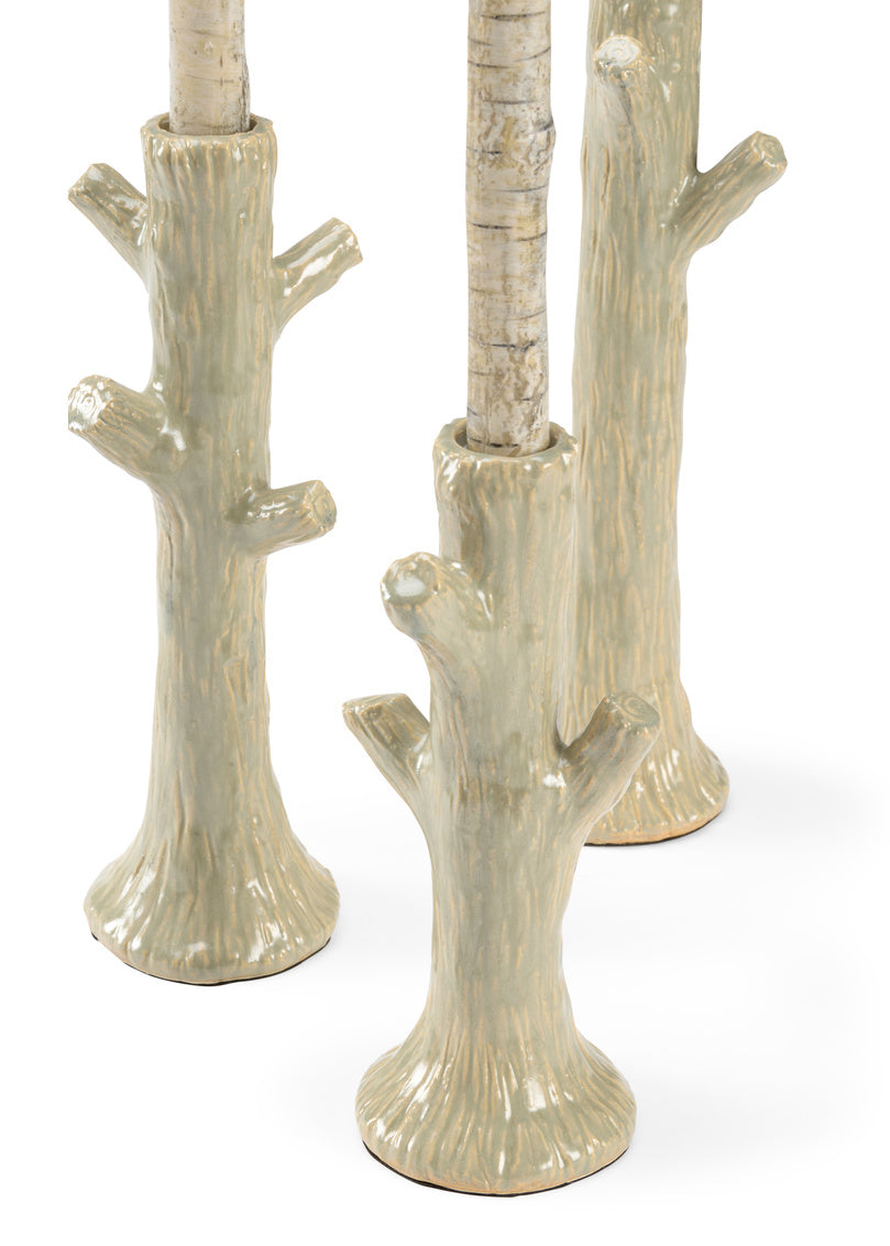 Faux Bois Candlesticks - Green