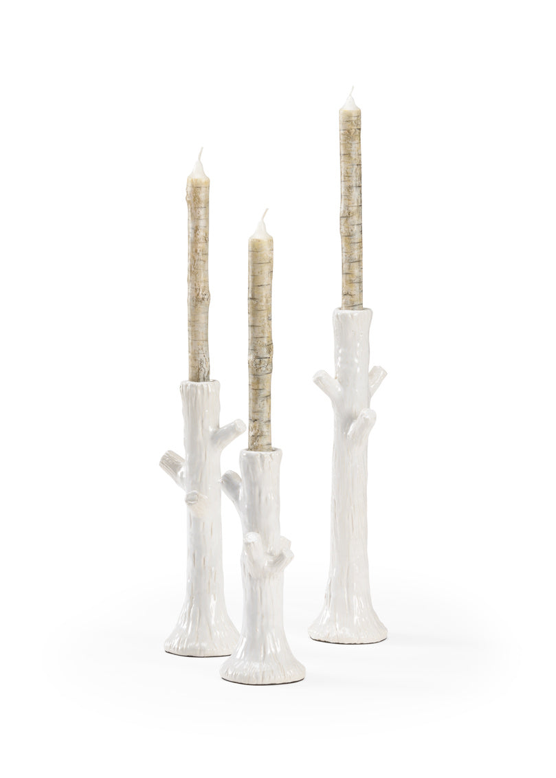 Faux Bois Candlesticks - White