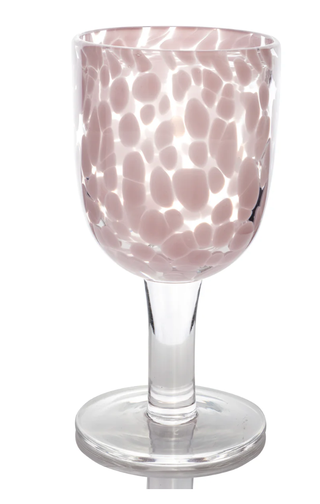 Torcello Spotted Rosa Wine Glass, White/Clear