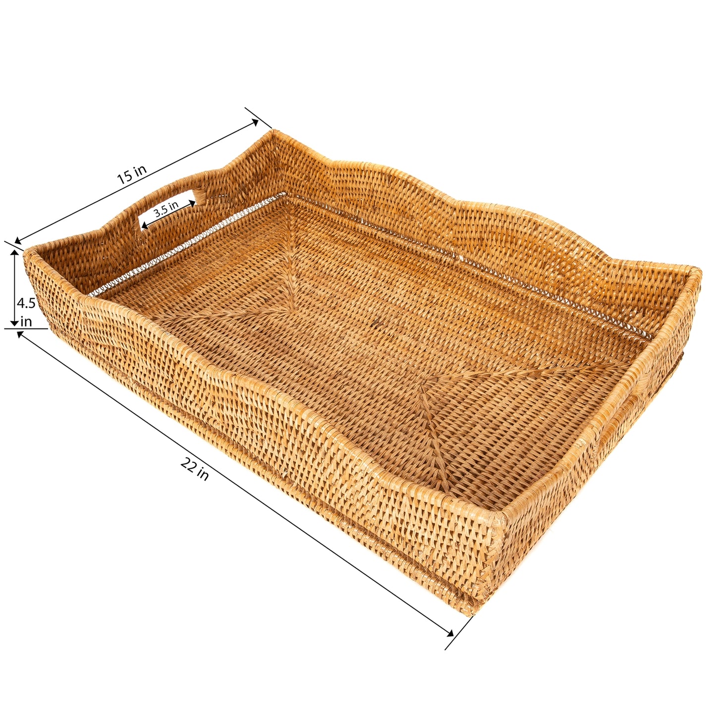 Scallop Rattan Rectangular Tray