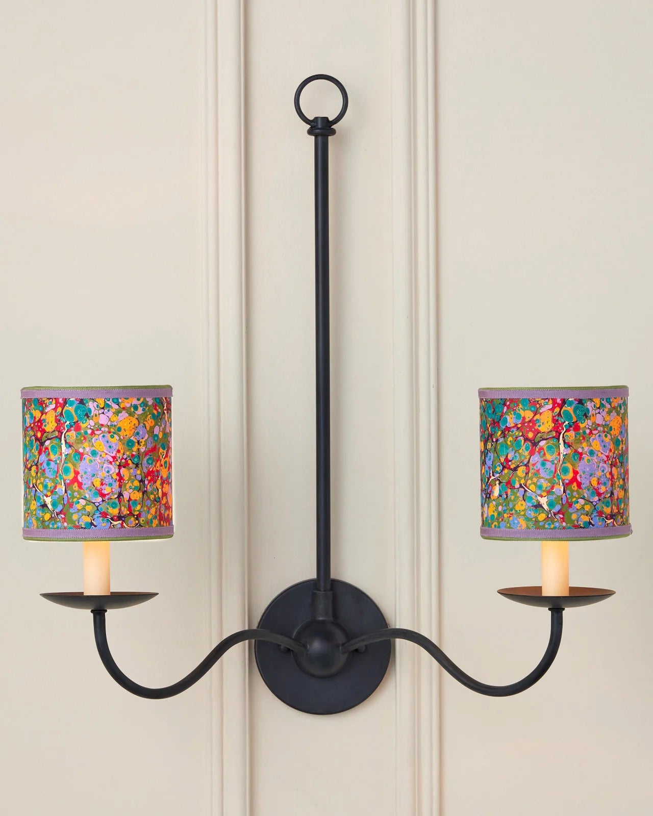 Marble Multi-Color Paper Drum Chandelier Shade