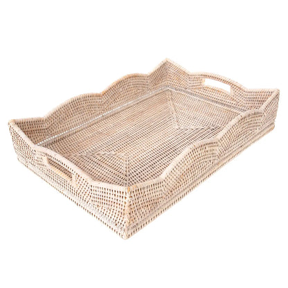 Scallop Rattan Rectangular Tray