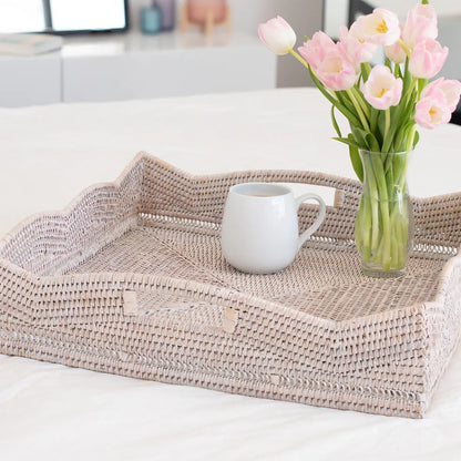 Scallop Rattan Square Tray