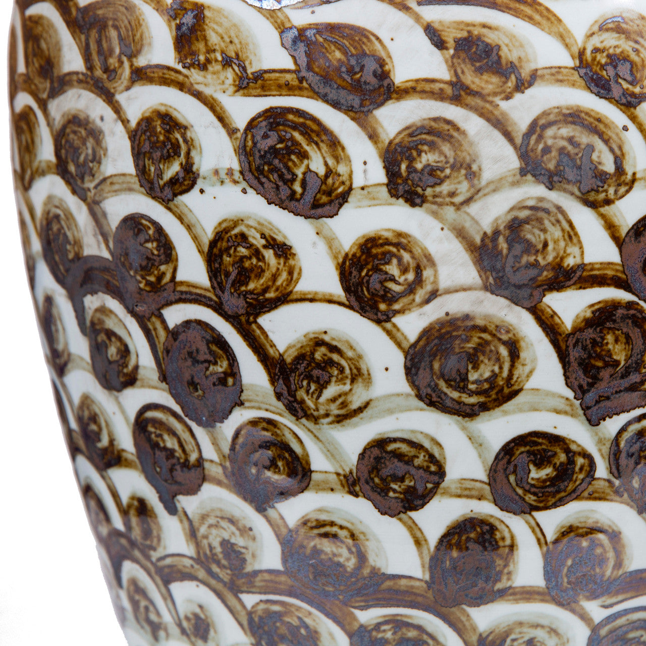 Rusty Brown Jar With Fish Scale Pattern