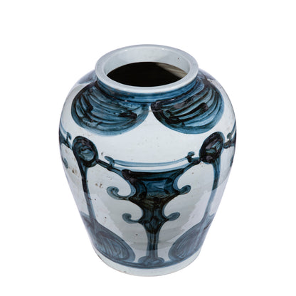 Blue And White Abstract Painting Jar