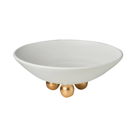 Catalina Footed Plate, White/Gold