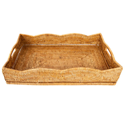 Scallop Rattan Rectangular Tray