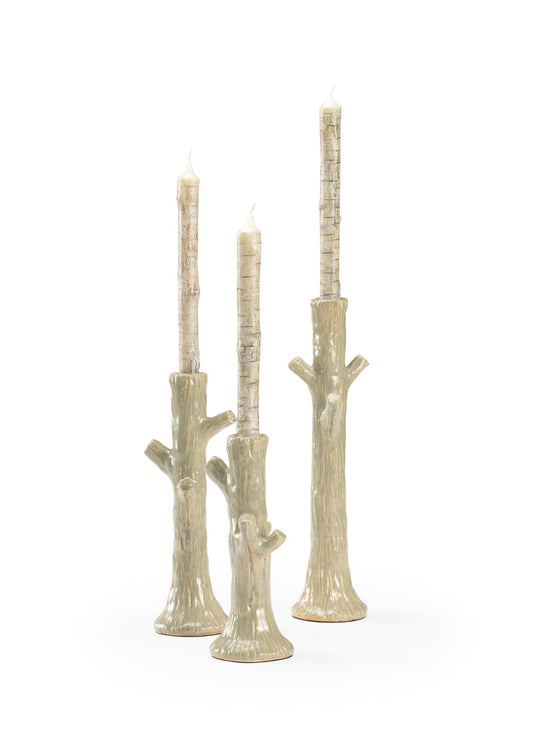 Faux Bois Candlesticks - Green