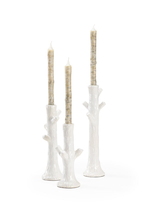 Faux Bois Candlesticks - White