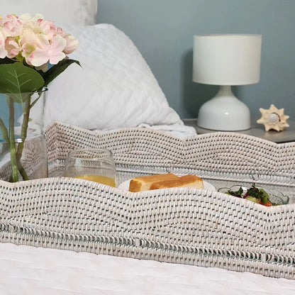 Scallop Rattan Rectangular Tray