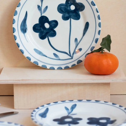 Blue Flowers Ceramic Dessert Plate