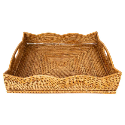 Scallop Rattan Square Tray