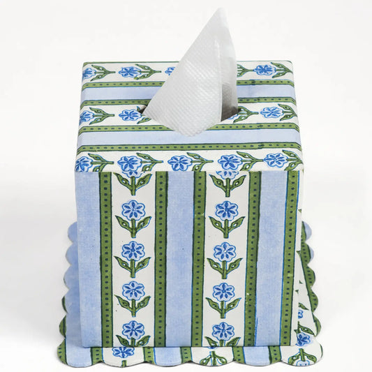 Garden Block Print Tissue Box Cover