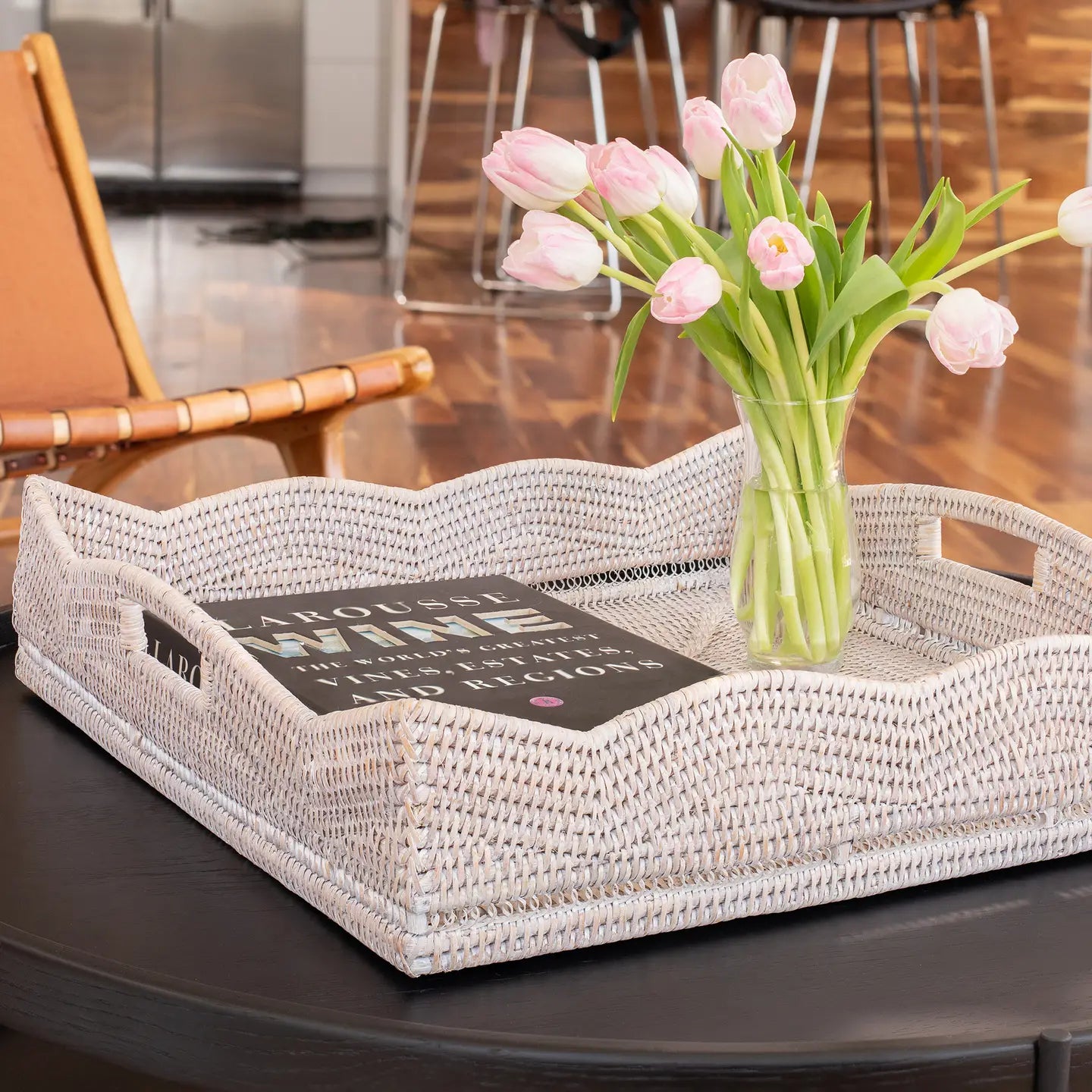 Scallop Rattan Square Tray