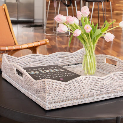 Scallop Rattan Square Tray