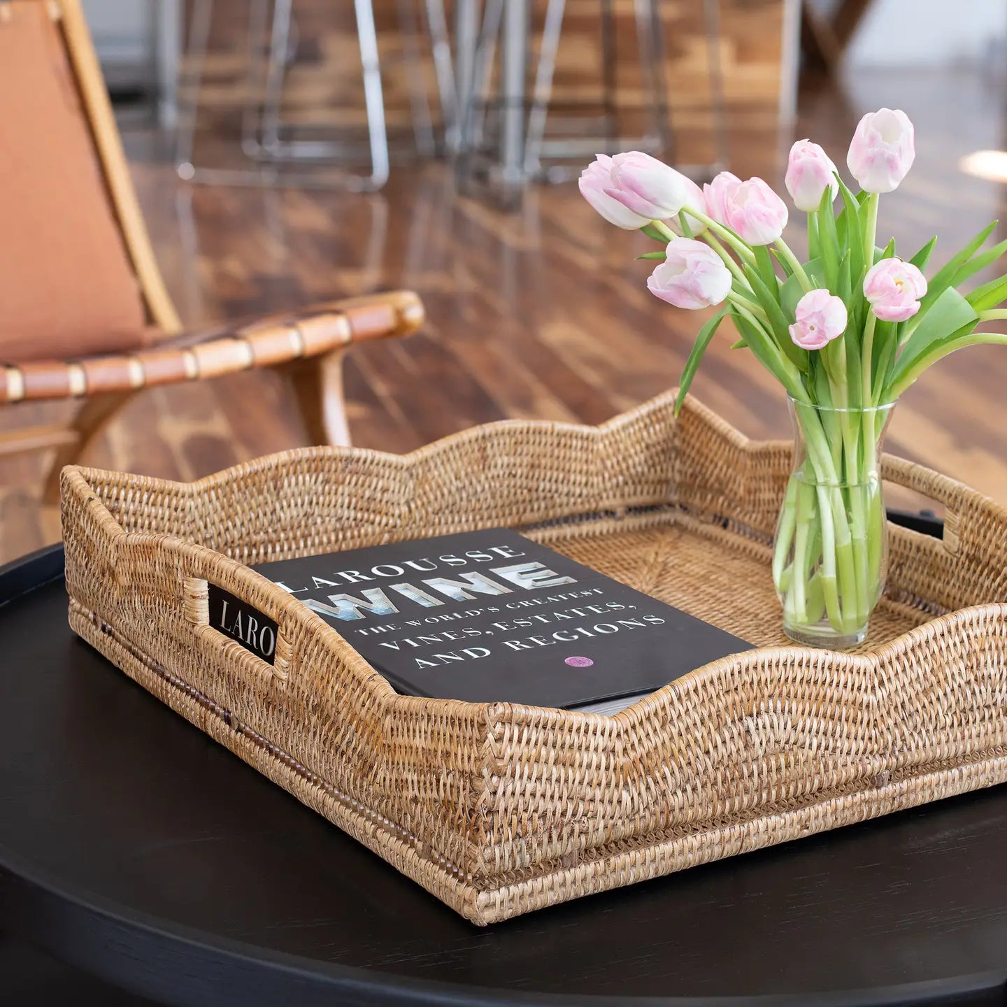 Scallop Rattan Square Tray