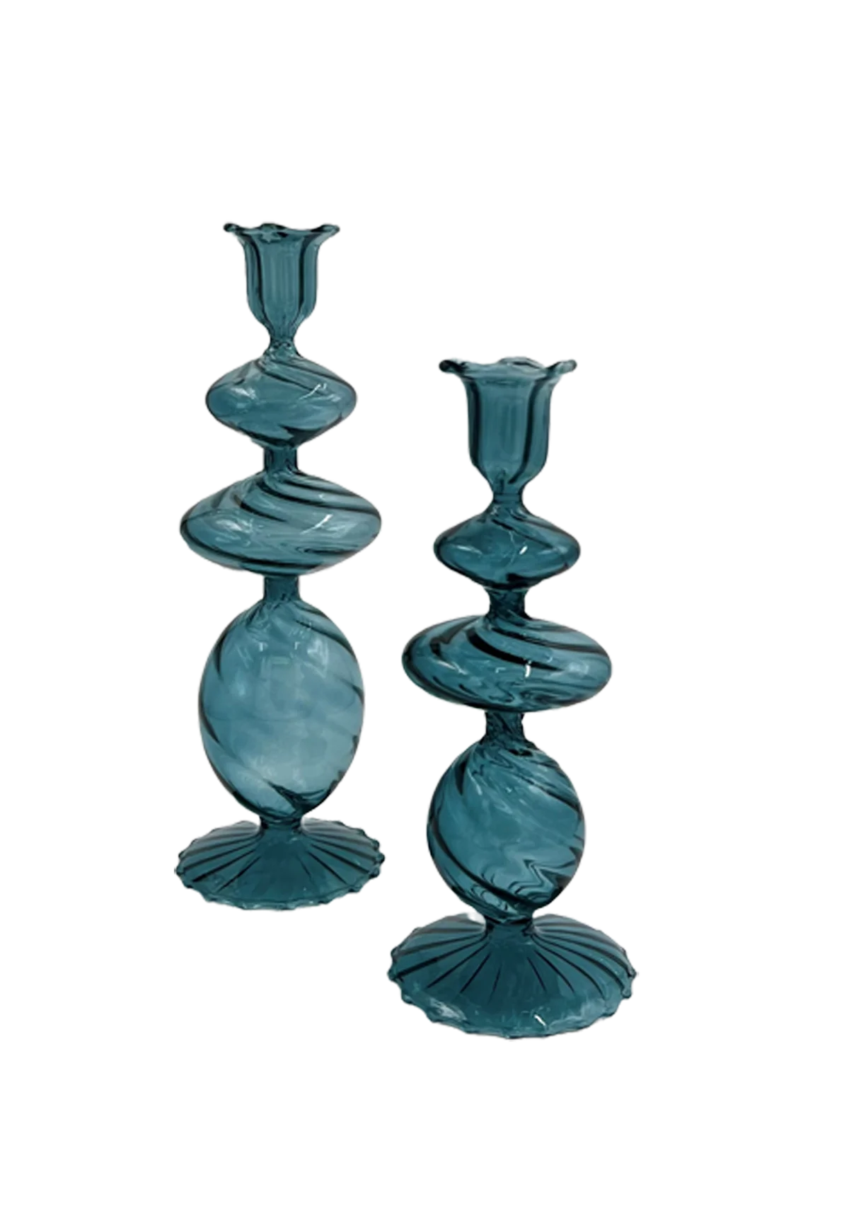 Blue Swirl Candlesticks, Meduim