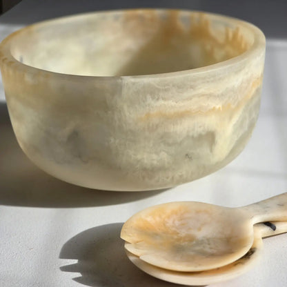 Large Hand Poured Resin Salad Serving Bowl - Matching Server