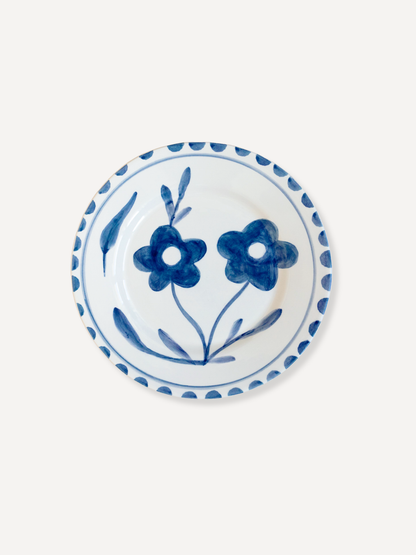 Blue Flowers Ceramic Dessert Plate