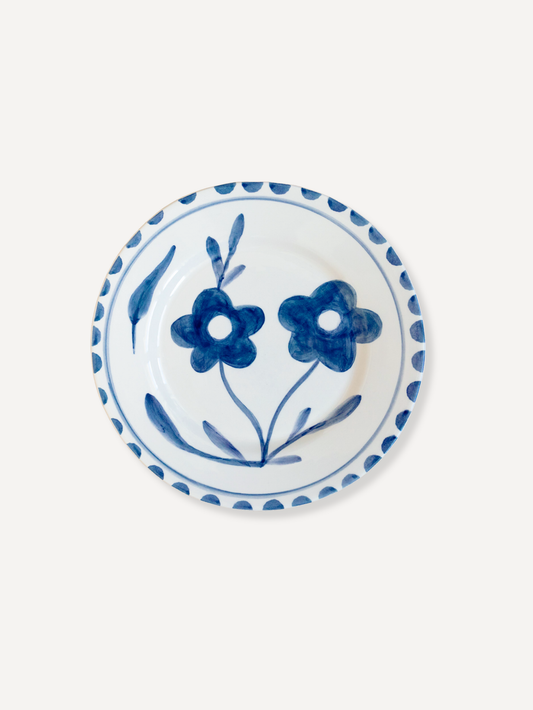 Blue Flowers Ceramic Dessert Plate