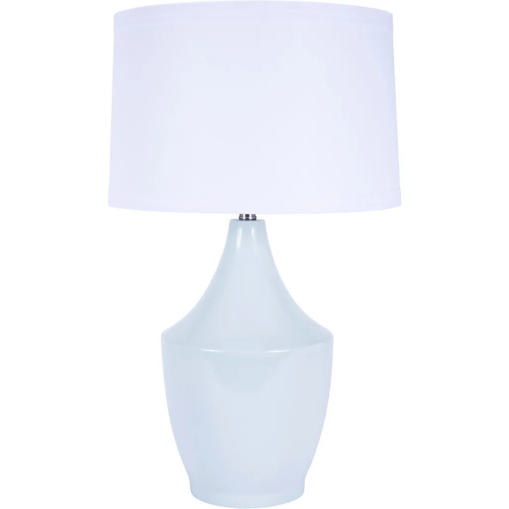 SHELBY BABY BLUE CERAMIC TABLE LAMP WITH WHITE LINEN SHADE