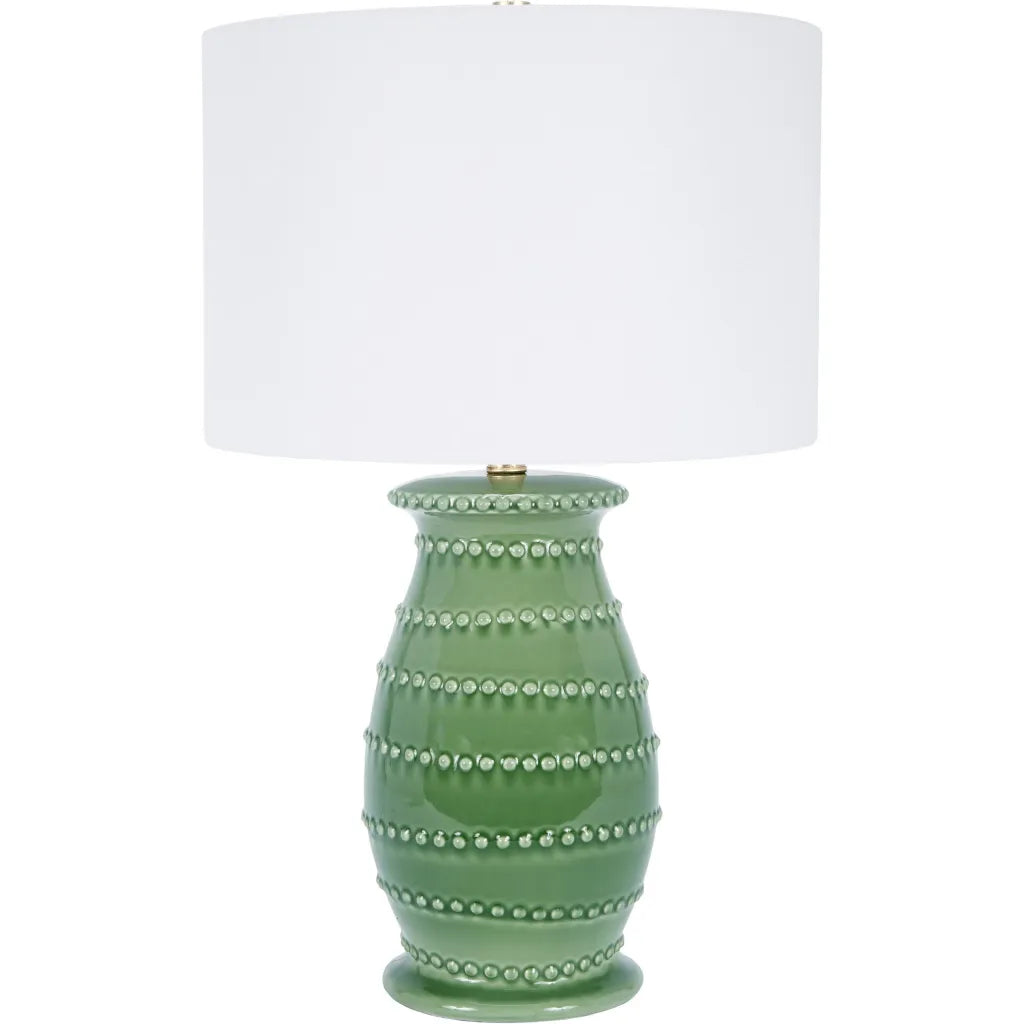 CALEB CERAMIC TABLE LAMP WITH WHITE LINEN SHADE