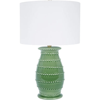 CALEB CERAMIC TABLE LAMP WITH WHITE LINEN SHADE