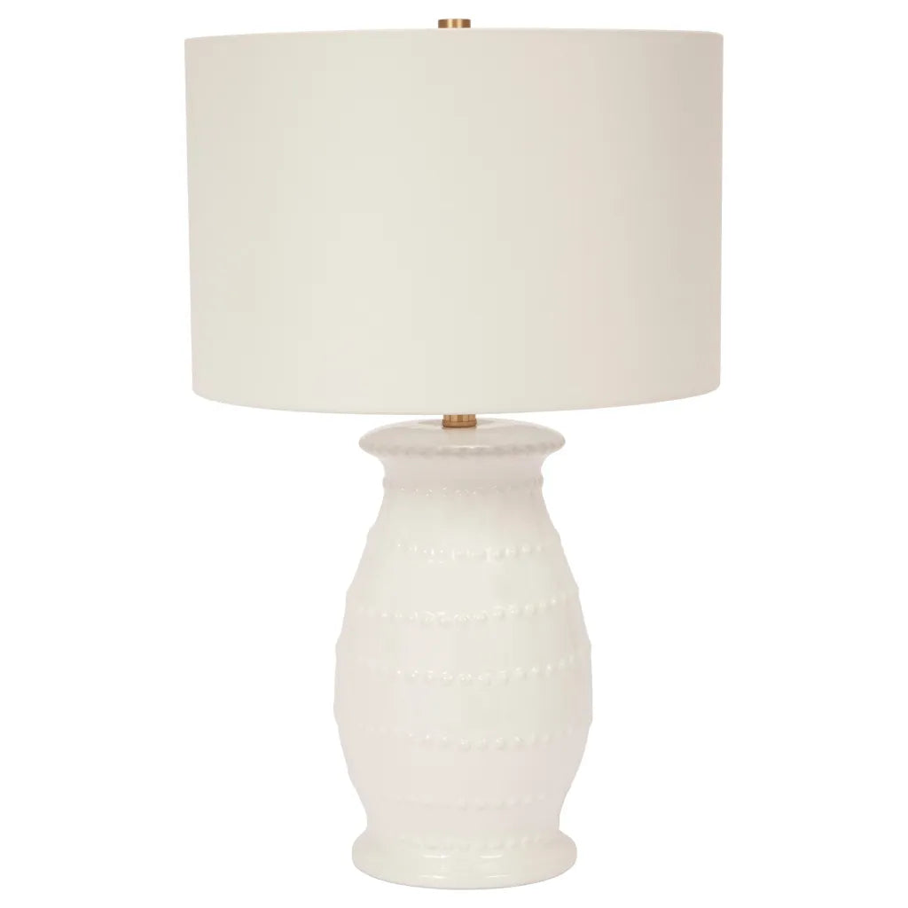 CALEB CERAMIC TABLE LAMP WITH WHITE LINEN SHADE