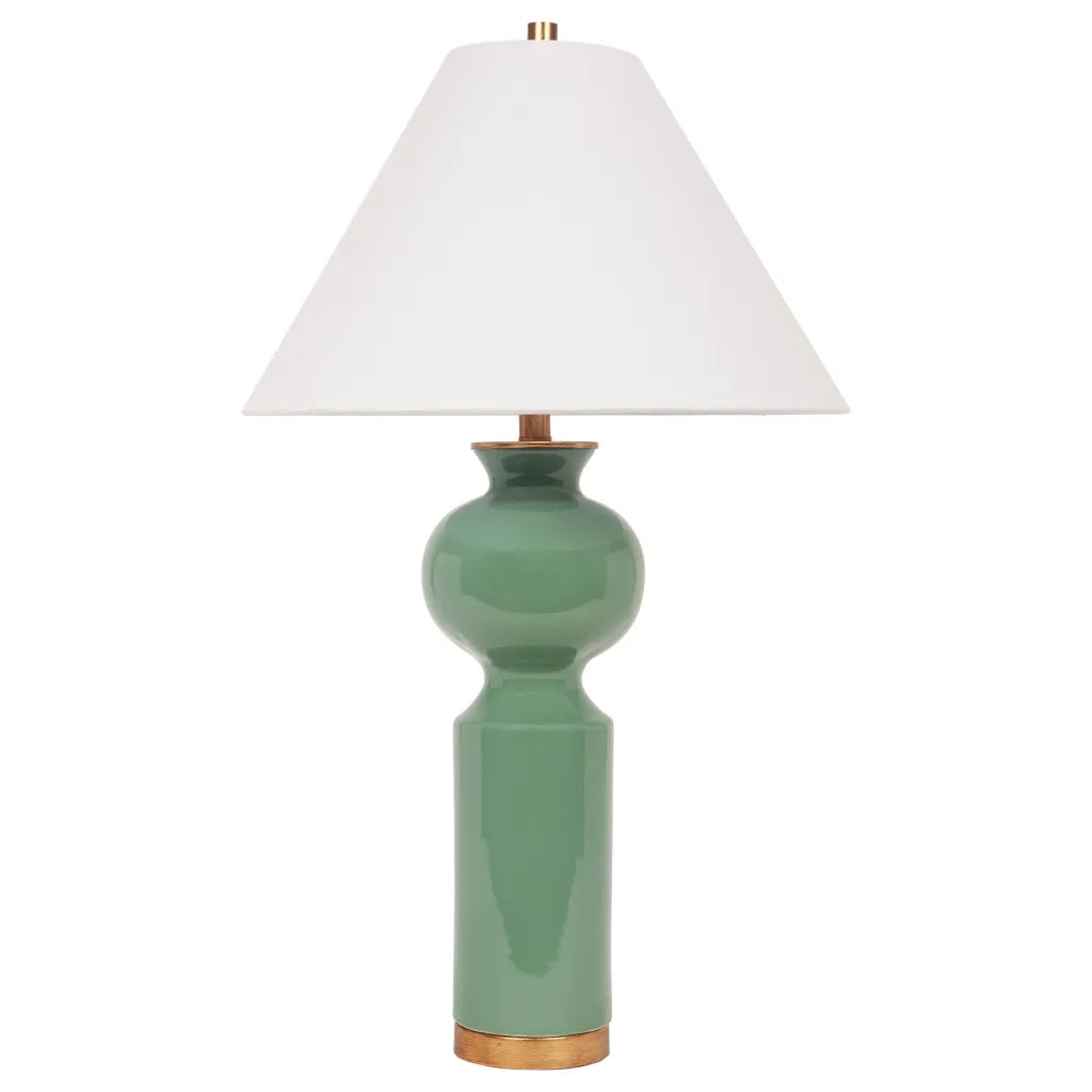 PERLA ERAMIC TABLE LAMP WITH WHITE LINEN SHADE