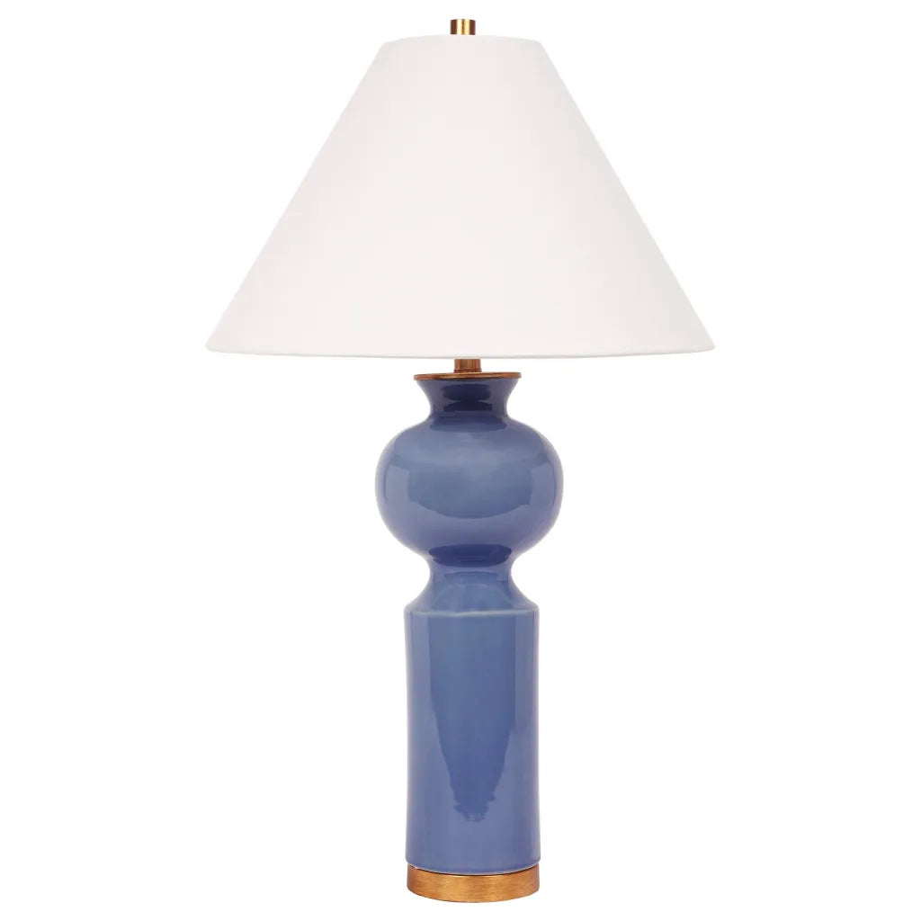 PERLA ERAMIC TABLE LAMP WITH WHITE LINEN SHADE