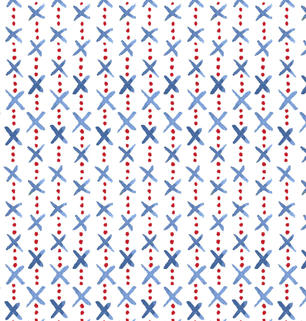 Textiles By Smith Overdot Red Blue Print Fabric