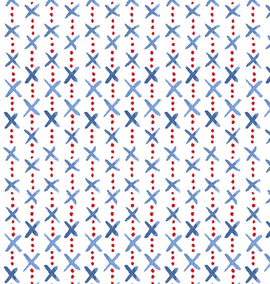 Textiles By Smith Overdot Red Blue Print Fabric