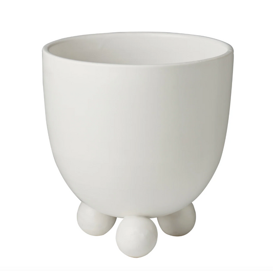 Catalina Footed Cachepot, Matte White