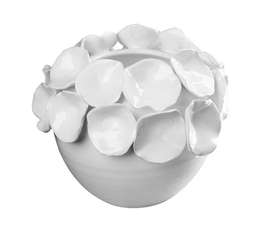 Cachepot with Petals, White