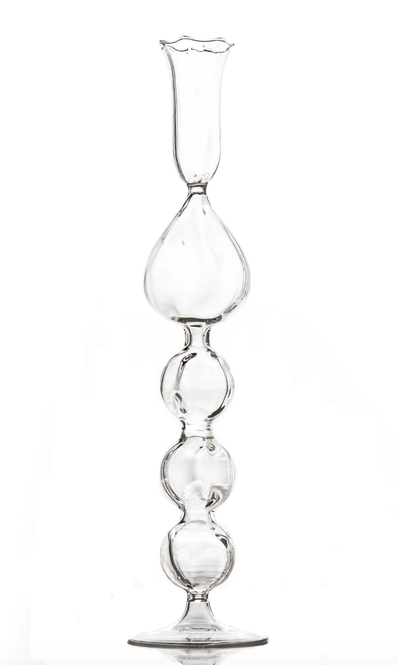 Clear Glass Candlestick with Teardrop