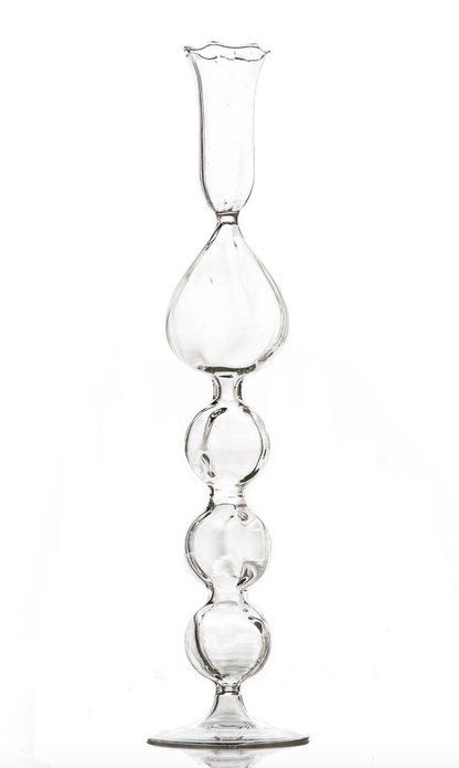 Clear Glass Candlestick with Teardrop