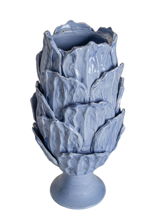 Foliage Footed Vase, Periwinkle