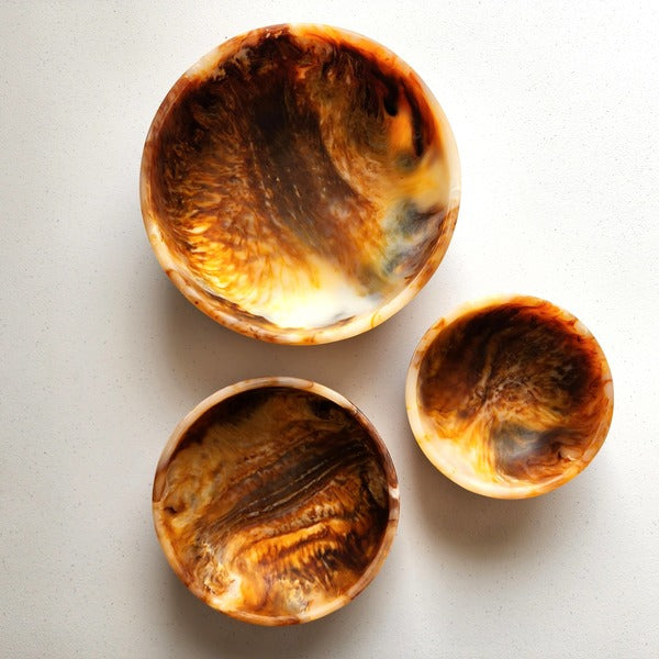 Set of 3 Serving Bowls Hand-poured Resin