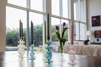 Blue Swirl Candlesticks, Meduim