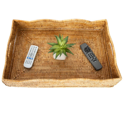 Scallop Rattan Rectangular Tray