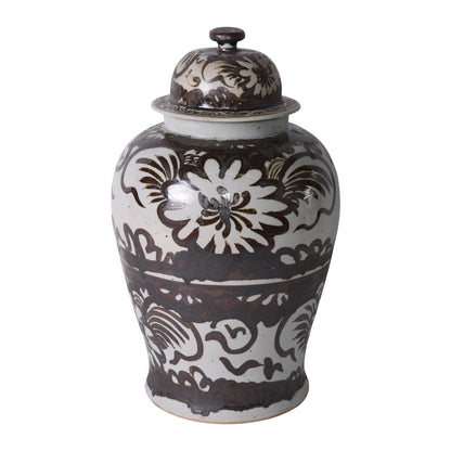 Rusty Brown Silla Flower Temple Jar, Small