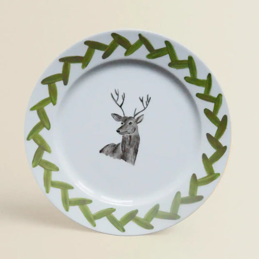 Hand Painted Flat Plate - Deer