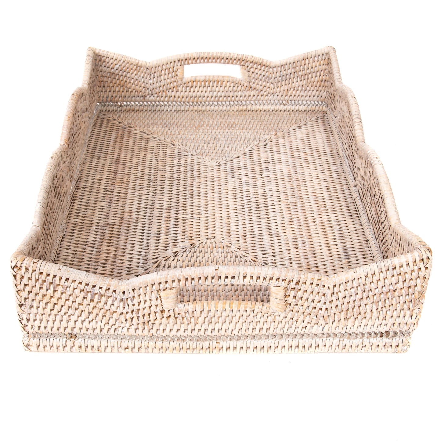 Scallop Rattan Rectangular Tray