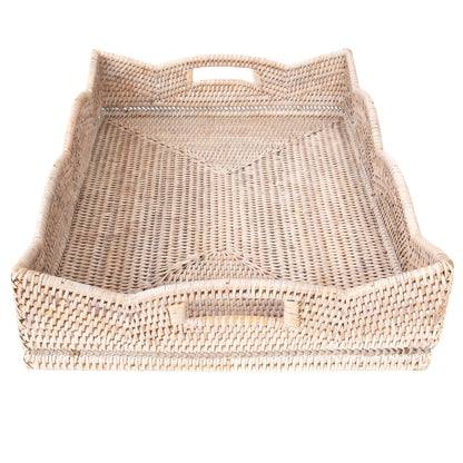 Scallop Rattan Rectangular Tray