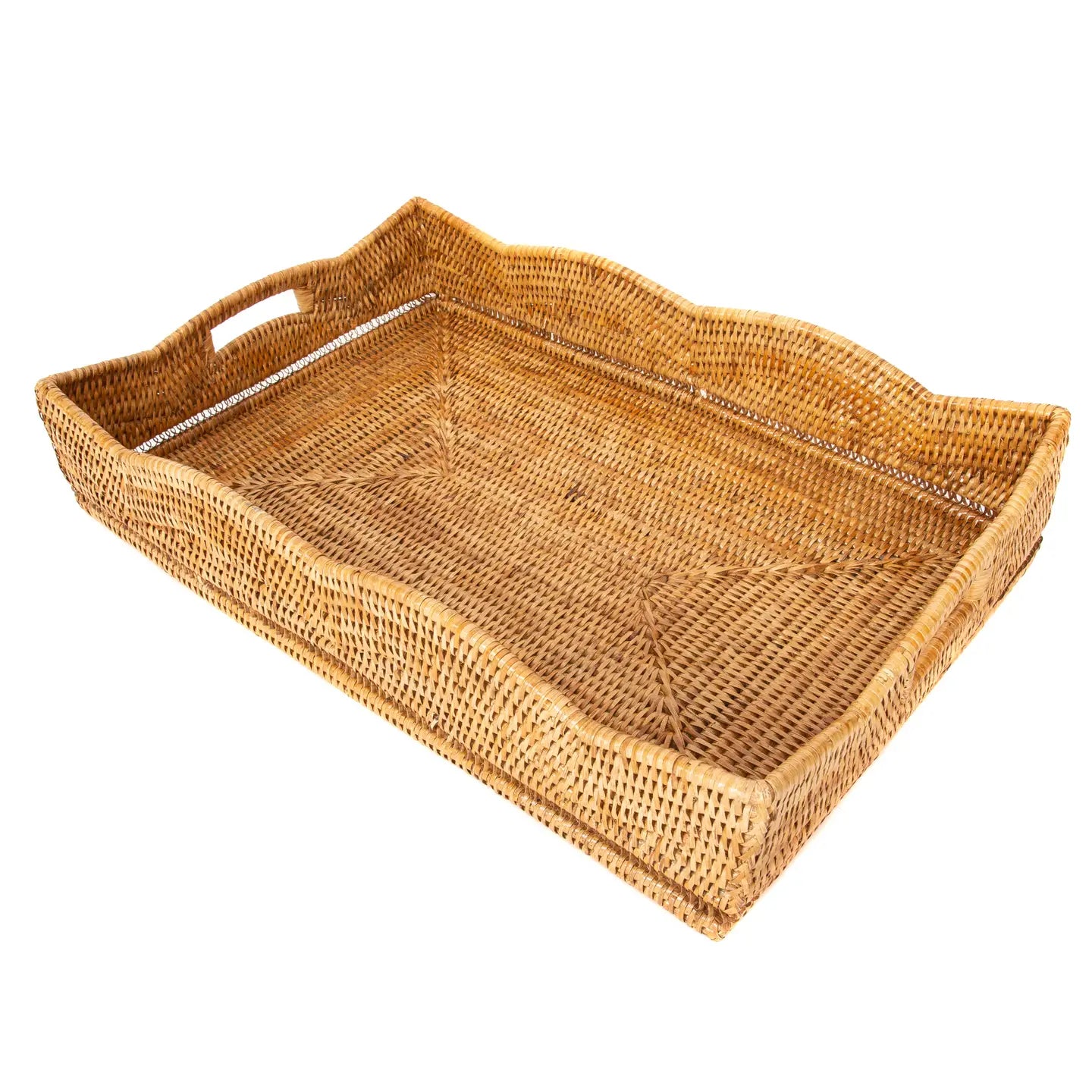 Scallop Rattan Rectangular Tray