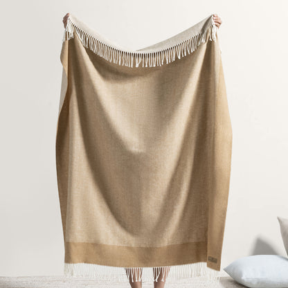 Caramel Border Herringbone Throw