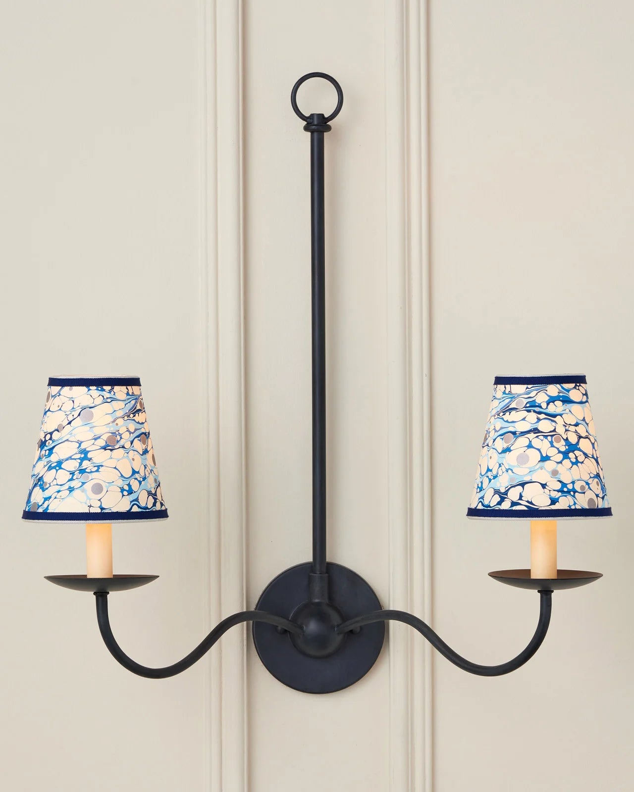 Marble Blue Lace Paper Tapered Chandelier Shade