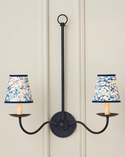 Marble Blue Lace Paper Tapered Chandelier Shade